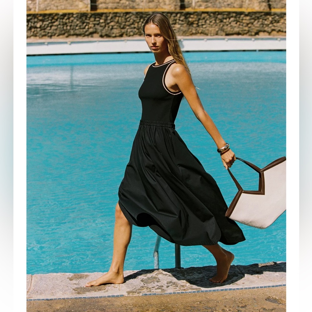Zara CONTRASTING MIDI DRESS